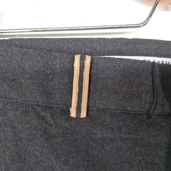 GARY GRAHAM Gray Merino Wool Fold Over Waist Leather Trim Avant Garde Pants 6 - Picture 6 of 16